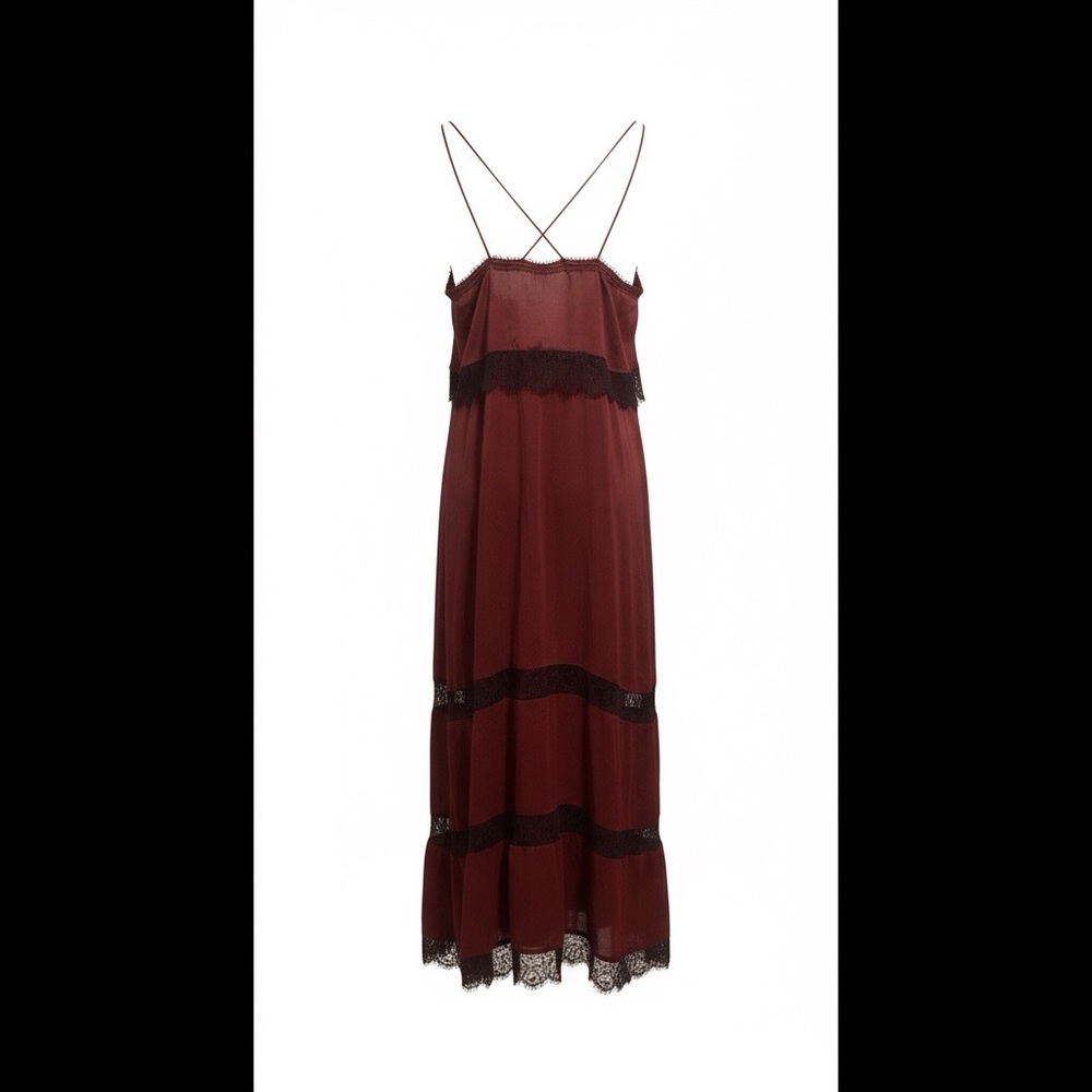 H&M Burgundy Maxi Dress with Lace Details - Picture 2 of 4